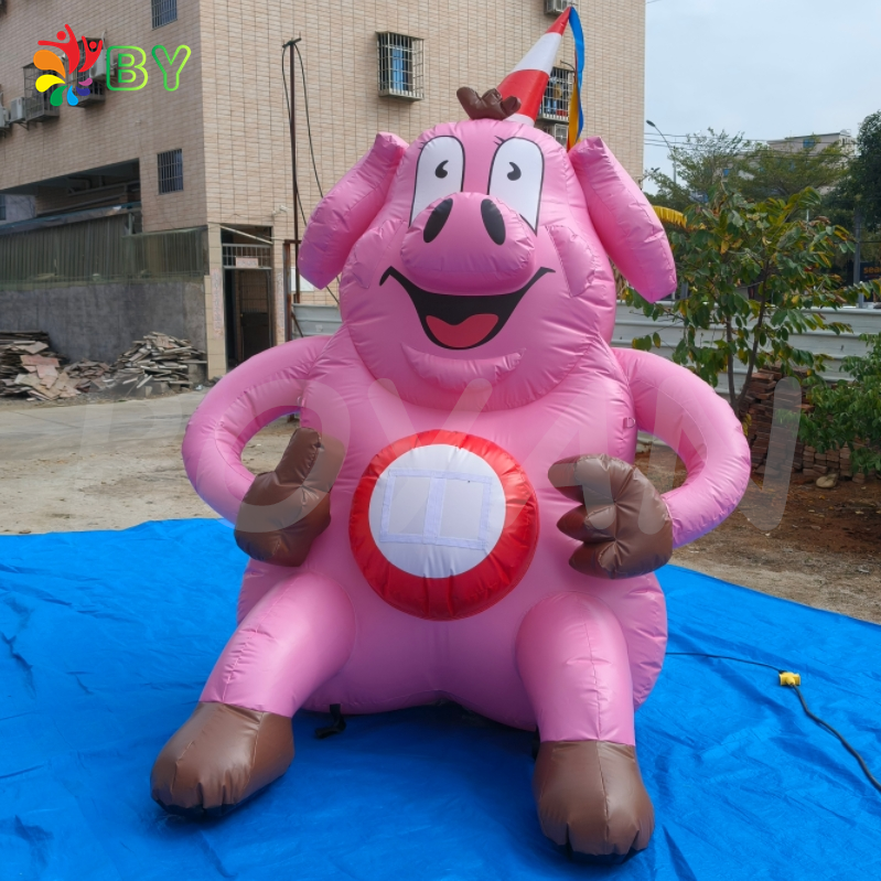 BOYAN Inflatable Pink Ground Balloon, Giant Inflatable Pig Model For Ad/Event/Party