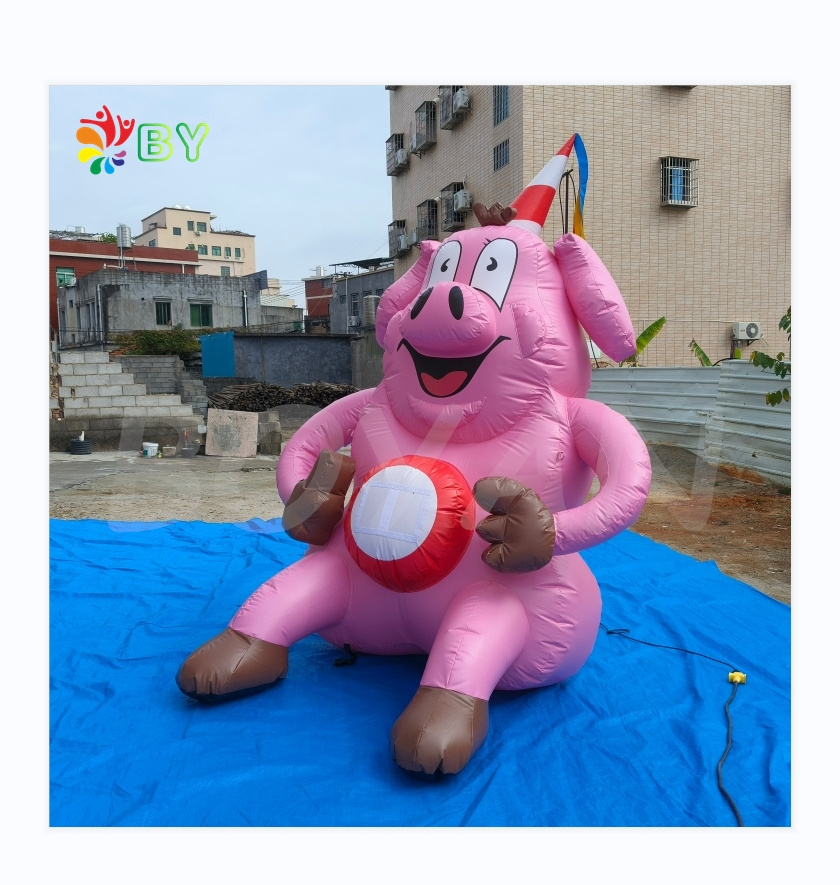 BOYAN Inflatable Pink Ground Balloon, Giant Inflatable Pig Model For Ad/Event/Party