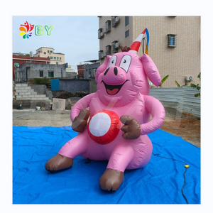 BOYAN Inflatable Pink Ground Balloon, Giant Inflatable Pig Model For Ad/Event/Party