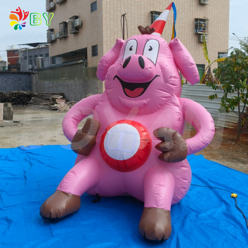 BOYAN Factory Hot Sale Inflatable Animal Mascot Giant Pink Inflatable Pig Balloon for Events