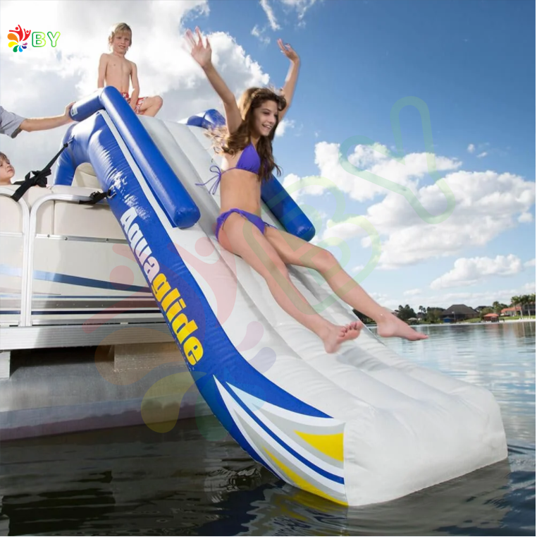 Boyan Entertainment Yacht Water Floating Slide PVC Inflatable Pontoon Boat Slide