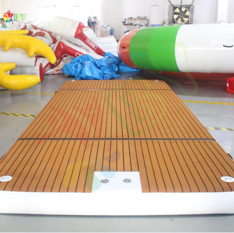 BOYAN 2021 Customized  Water Inflatable Pontoon Dock Platform Floating Non-skid Surface Island With Round Float