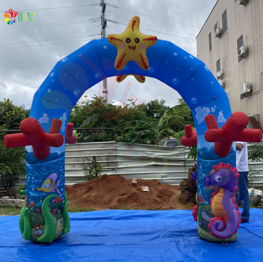 BOYAN  Inflatable Dolphin Entrance Archway Air Door Inflatable Arch Rental Giant Inflatable Dolphin Arch For Aquarium