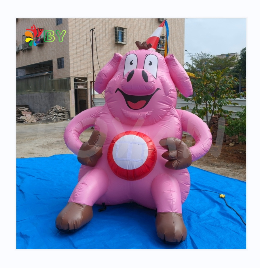 BOYAN Factory Hot Sale Inflatable Animal Mascot Giant Pink Inflatable Pig Balloon for Events