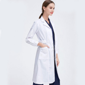 Cotton Polyester white thicker doctor's nurse uniform lab coat hospital gown