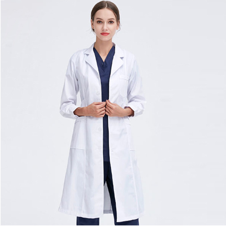 Cotton Polyester white thicker doctor's nurse uniform lab coat hospital gown