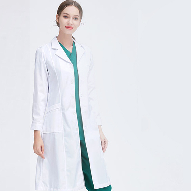 Cotton Polyester white thicker doctor's nurse uniform lab coat hospital gown