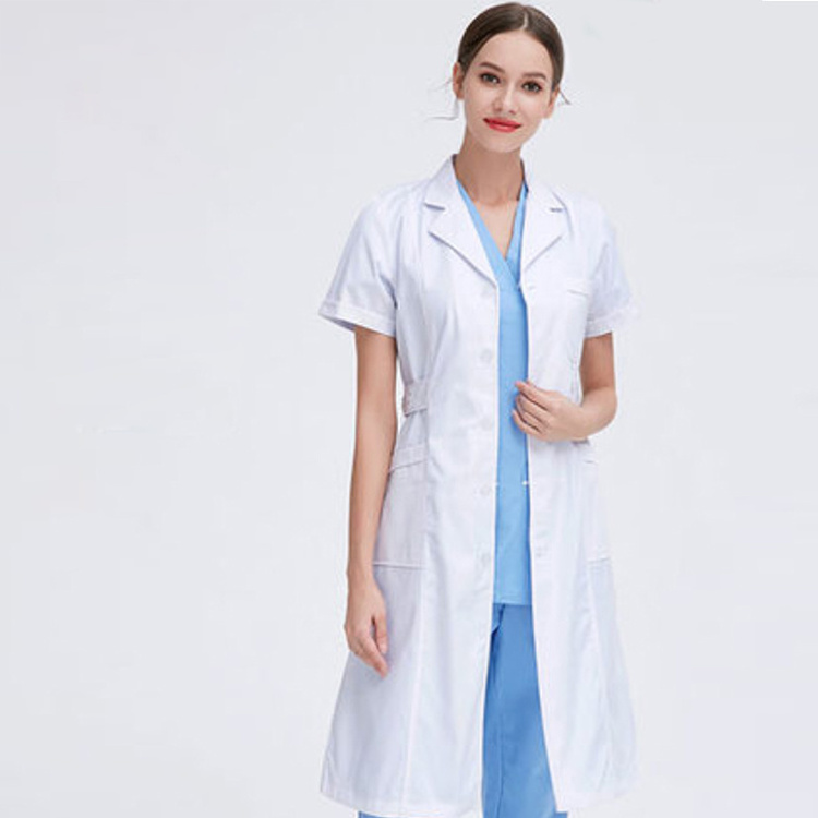 Cotton Polyester white thicker doctor's nurse uniform lab coat hospital gown