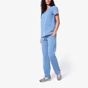 Stretch Scrubs Navy Women Sets Various Color Bleach Resistant Scrubs for Women Scrub Pants with Elastic Waist