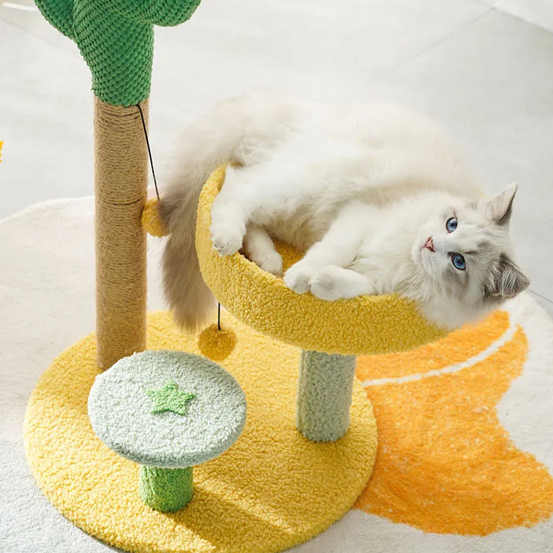 Factory direct cactus cat climbing frame multifunctional cat tree does not take up space small simple cat supplies