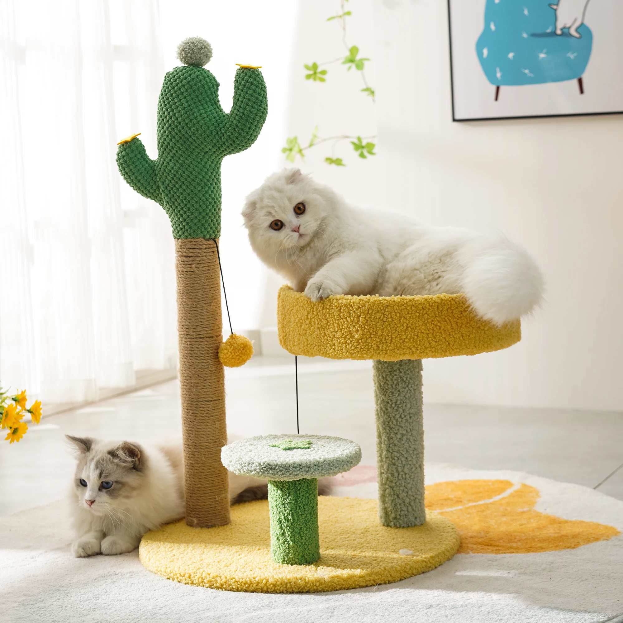 Factory direct cactus cat climbing frame multifunctional cat tree does not take up space small simple cat supplies