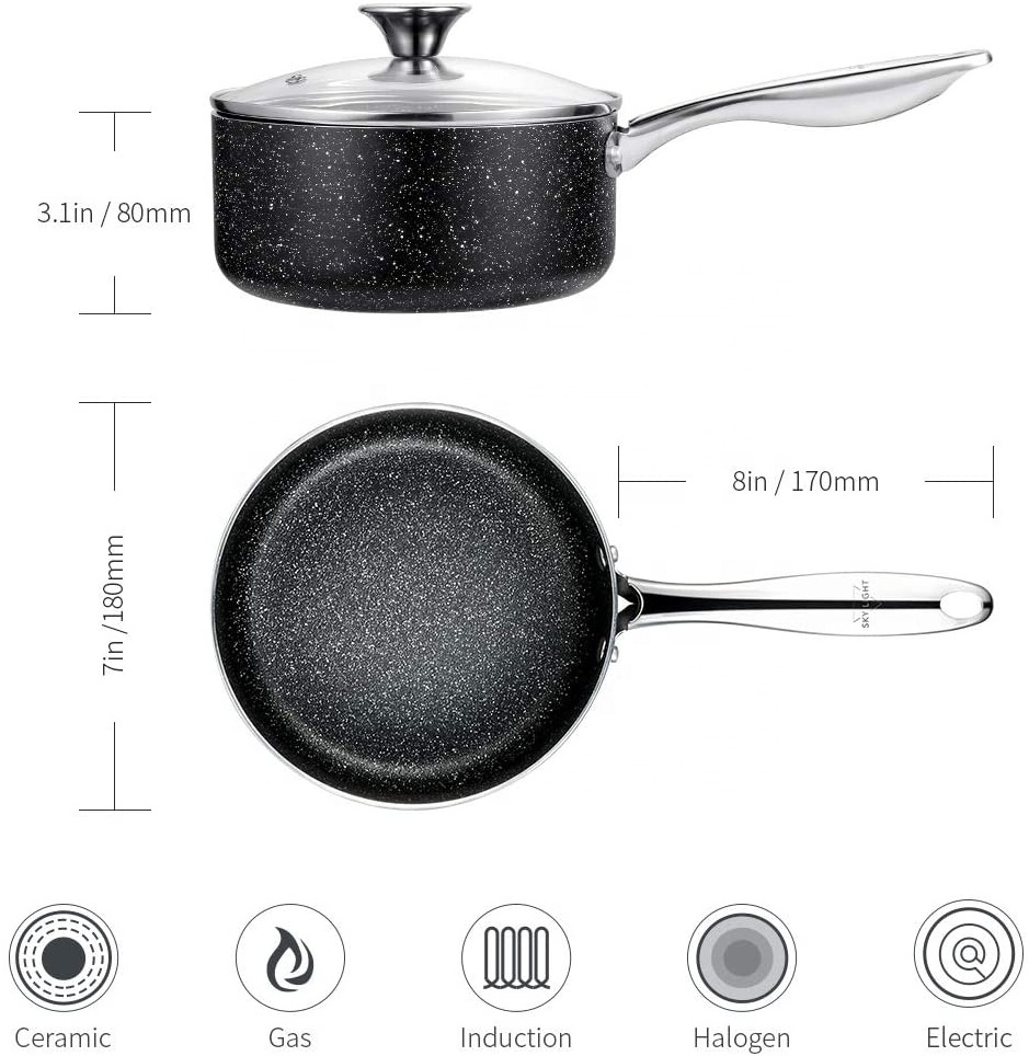 2QT ALUMINIUM NONSTICK SAUCE PAN WITH LID,INDUCTION