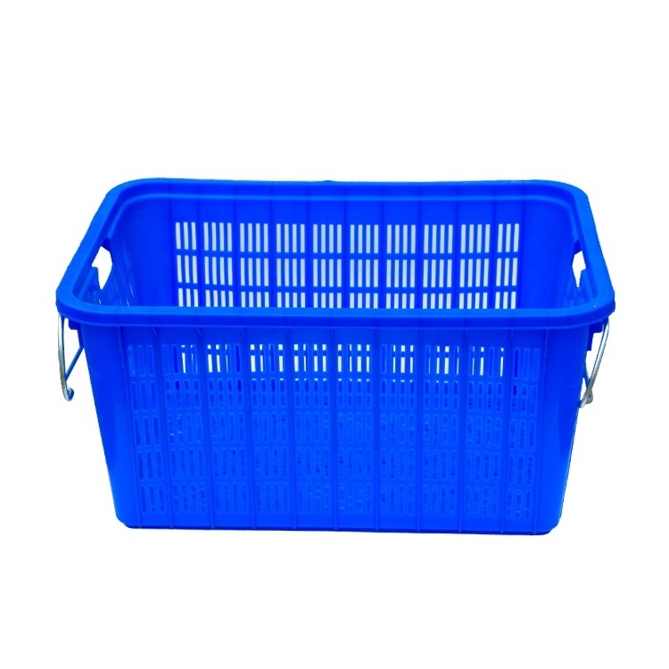 Cost effective Durable Caja De Almacenamiento De Plastico Stackable Plastic Storage Crate with Metal Handle