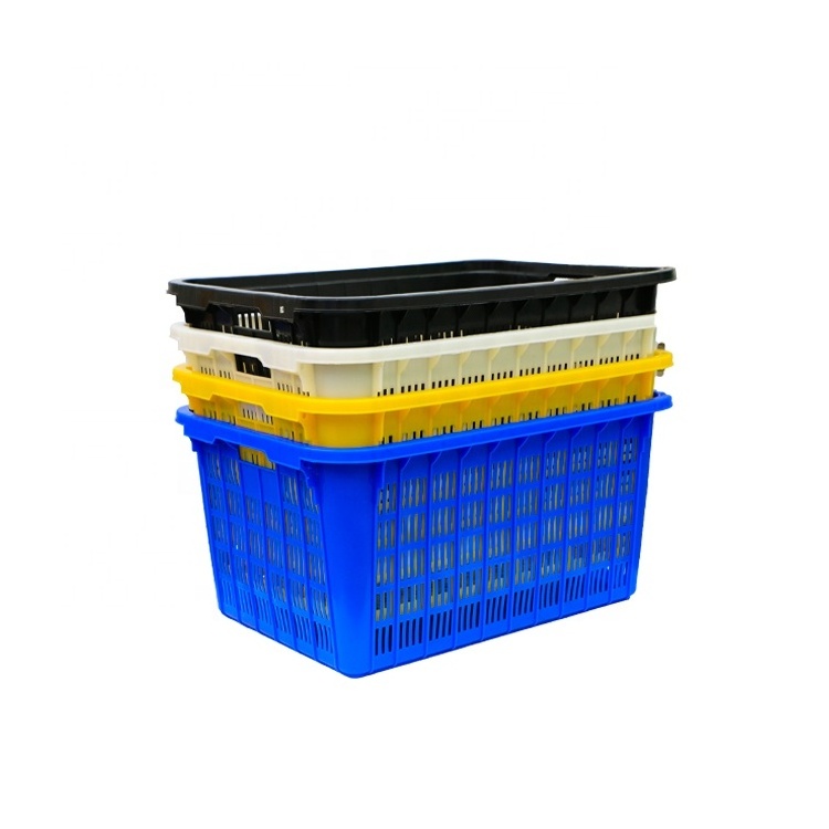 Cost effective Durable Caja De Almacenamiento De Plastico Stackable Plastic Storage Crate with Metal Handle