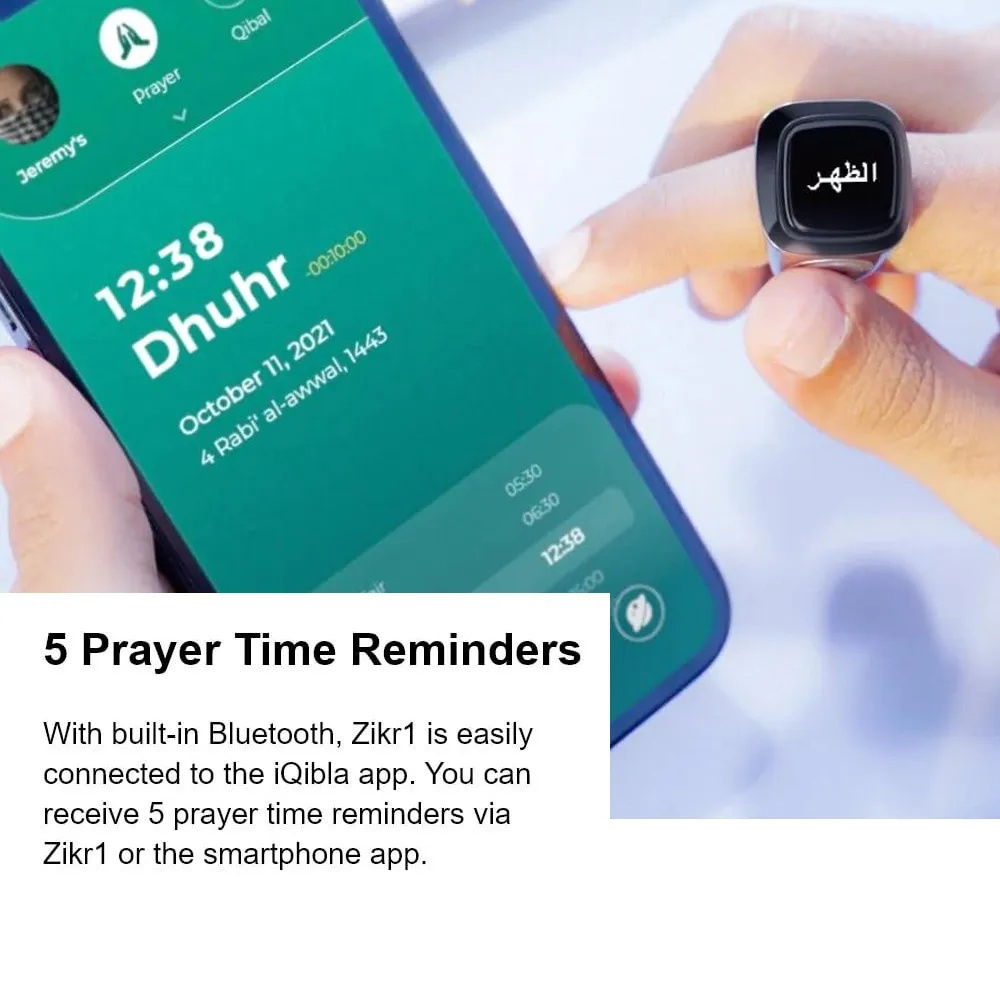 E01 Iqibla Zikr1- Zikr Smart Step M02 Pro Ring Tasbih Prayer Time-Reminder For Muslims Tasbeeh Tally Counter