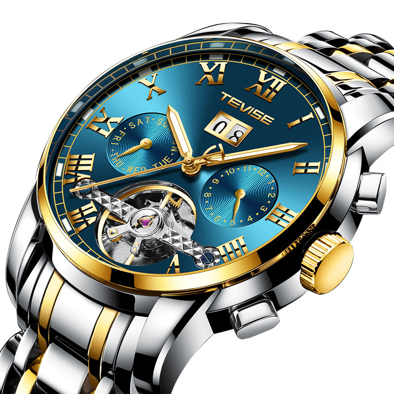 Tevises 9005 Central Automatic Business Mechanical Waterproof The Tourbillon Watches Multifunctional Men's Watch