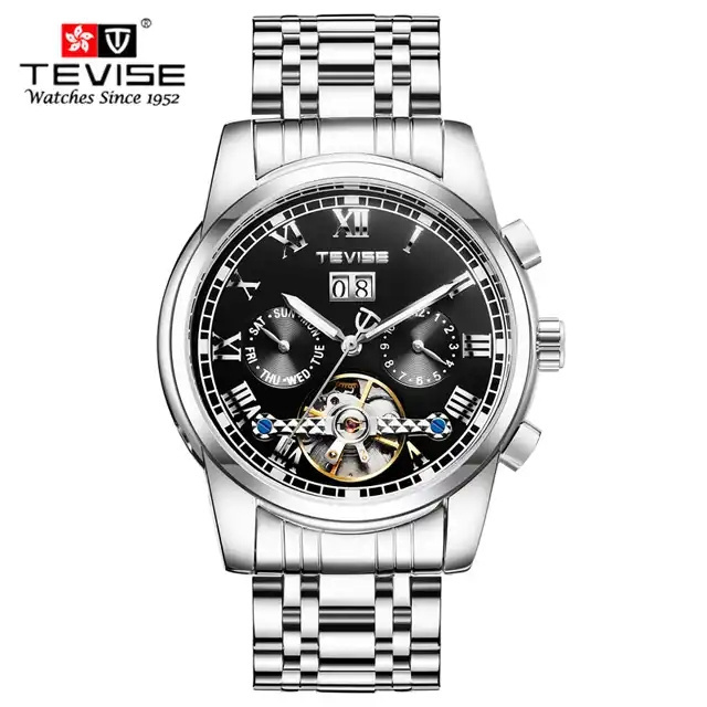 Olevs Mens Fashion Business Waterproof Mechanical Wristwatches Tevises Watches Men Automatic Bridge Watch