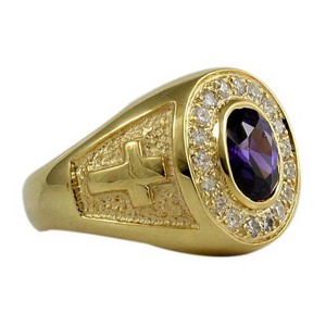 fashion jewellery personalized 18k gold mens signet ring with purple stone