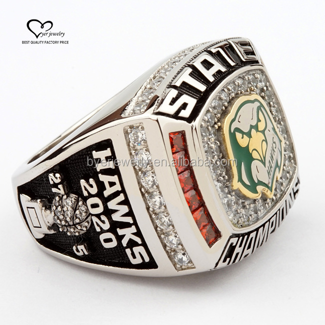 Factory made custom design logo softball football championship ring wholesale