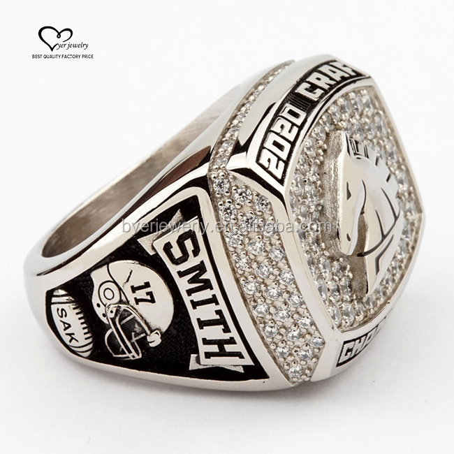 Factory made custom design logo softball football championship ring wholesale