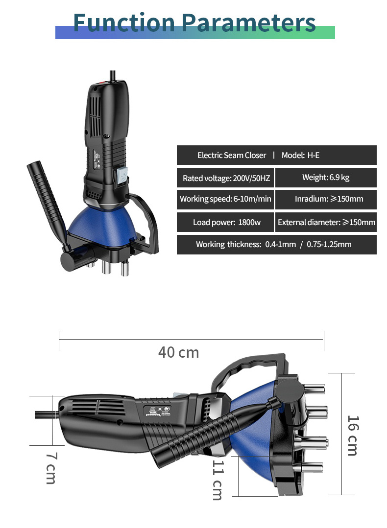 Hand portable ventilation industry electric lock seam closer pittsburgh manual duct seam closing machine for duct zipper machine