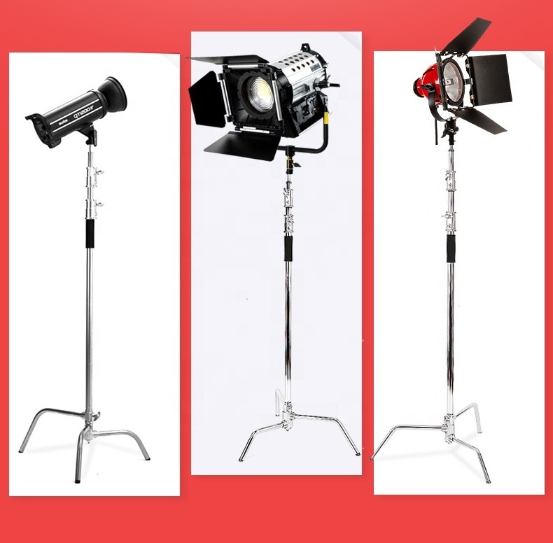 C Stand Photo Studio Heavy Duty 3M Load 20kg Light Stand C Type Stand with Extension Arm and Grip Head Flding Legs