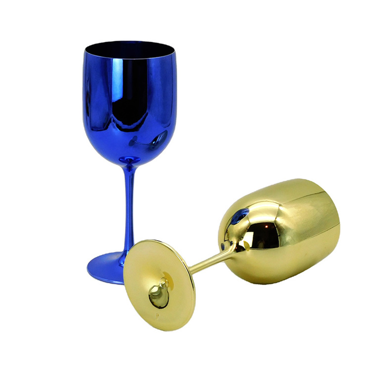 Food Grade Unbreakable Reusable Plastic Wine Glasses Wine Goblet with Gold Electroplating