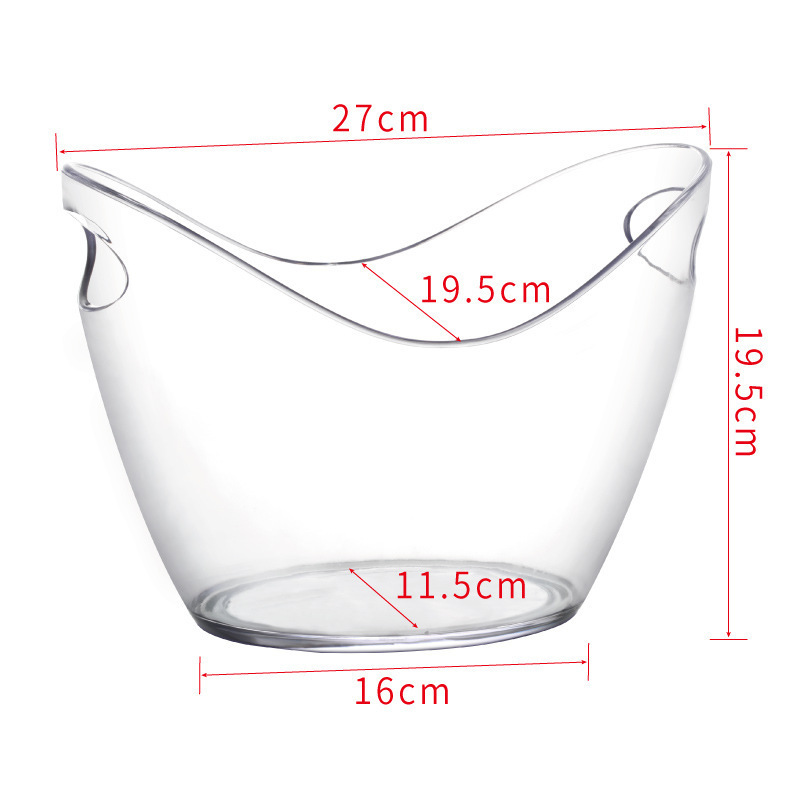 Transparent Wine Champagne Beer Plastic Ice Bucket with Handles Large Ice Buckets Ice Cooler for Party