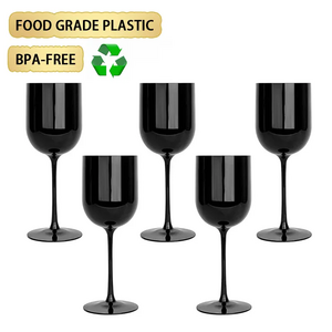 17OZ High Quality Customized Reusable Black Glass Bpa Free PP Wedding Plastic Wine Glasses