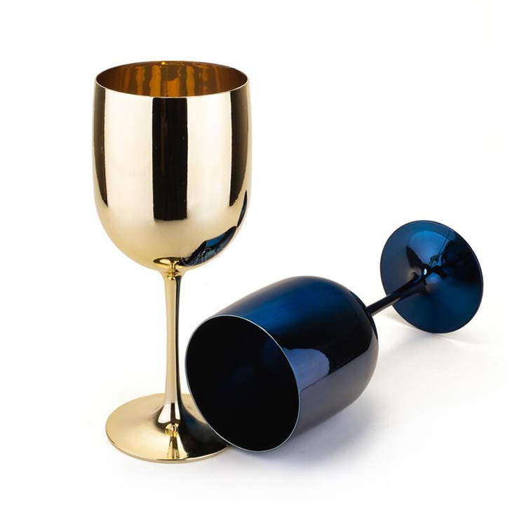 Food Grade Unbreakable Reusable Plastic Wine Glasses Wine Goblet with Gold Electroplating