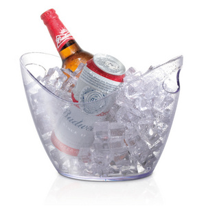 Transparent Wine Champagne Beer Plastic Ice Bucket with Handles Large Ice Buckets Ice Cooler for Party