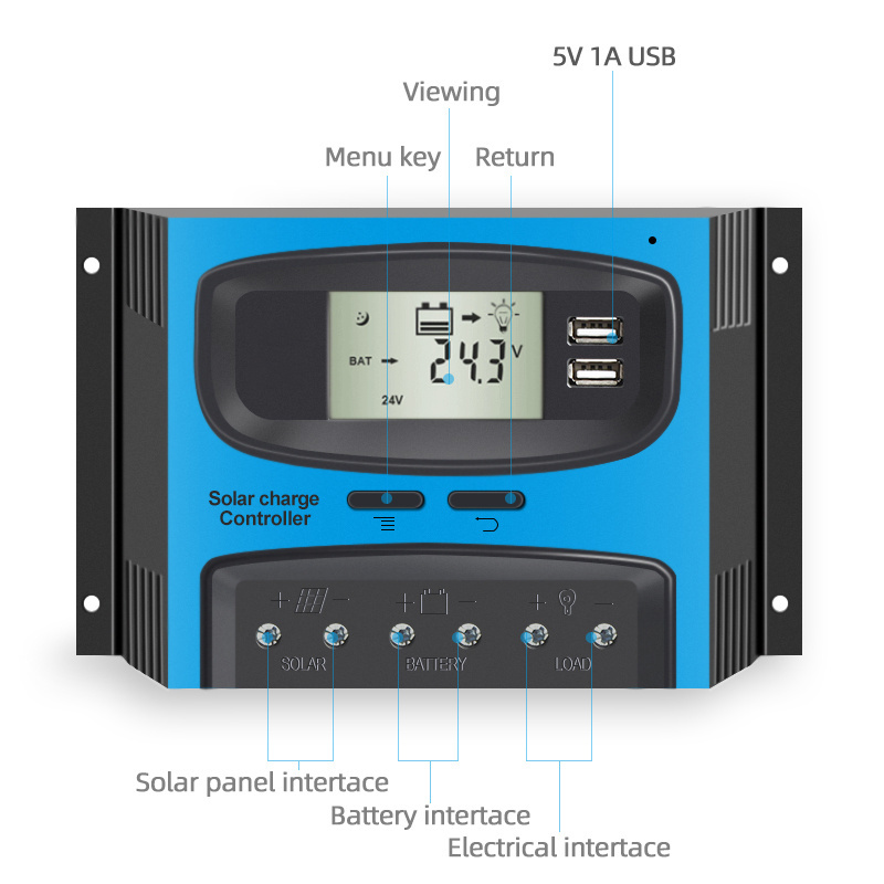 BYGD factory direct sale 40A solar charger controller 12v 24v pwm Solar photovoltaic power generation system controller