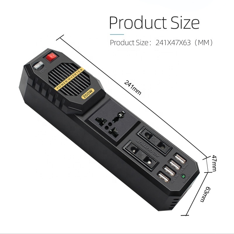 High Quality car  inverter 200 watt modified sine wave dc 12 12v to ac 220v power inverter mini 12V Voltage Converter