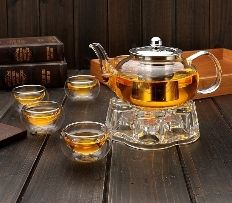 2 in 1 stovetop borosilicate Glass Teapot with Removable infusers for loose tea blooming  Tea Kettle and Tea Maker