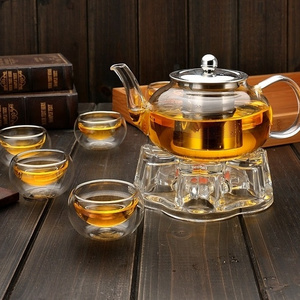 2 in 1 stovetop borosilicate Glass Teapot with Removable infusers for loose tea blooming  Tea Kettle and Tea Maker