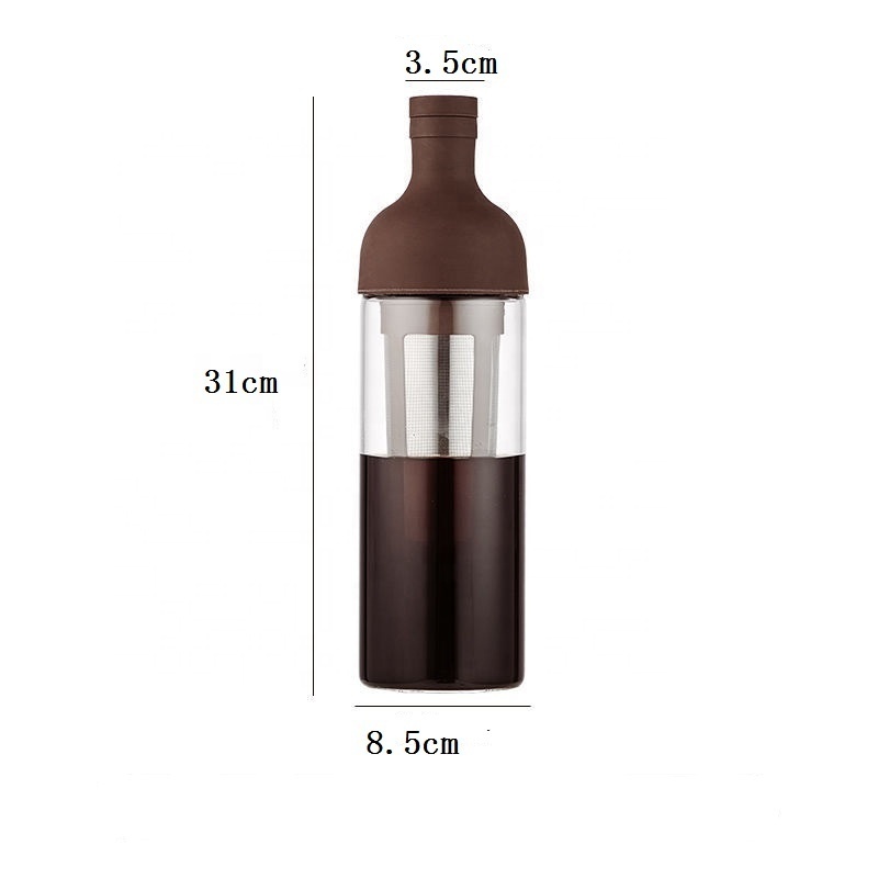 1000ml Airtight Cold Brew  Coffee Maker  Brewing Glass Carafe with Removable stainless steel  filter and silicon lid