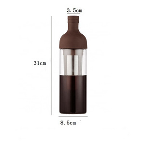 1000ml Airtight Cold Brew  Coffee Maker  Brewing Glass Carafe with Removable stainless steel  filter and silicon lid