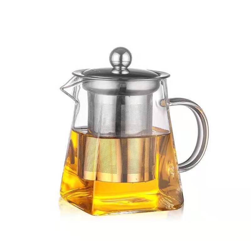 Best Price High Borosilicate Square Glass Tea Pot with Removable Stainless steel infuser