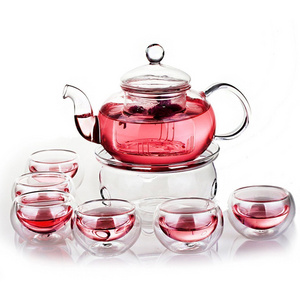 Wholesale handblown heat resistant small glass teapot with glass or stainless steel infuser