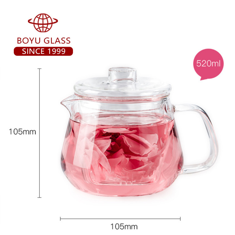 Custom 5oz glass tea cup set and 17oz glass teapot wholesale tea sets