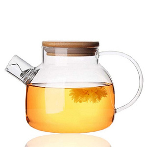 Double wall mouth blown glass teapot with filter