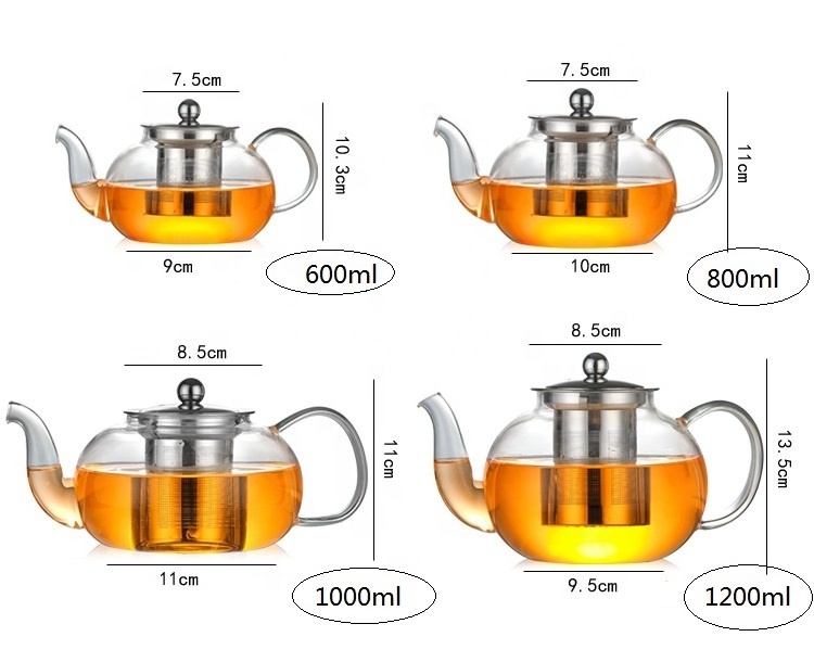 2 in 1 stovetop borosilicate Glass Teapot with Removable infusers for loose tea blooming  Tea Kettle and Tea Maker