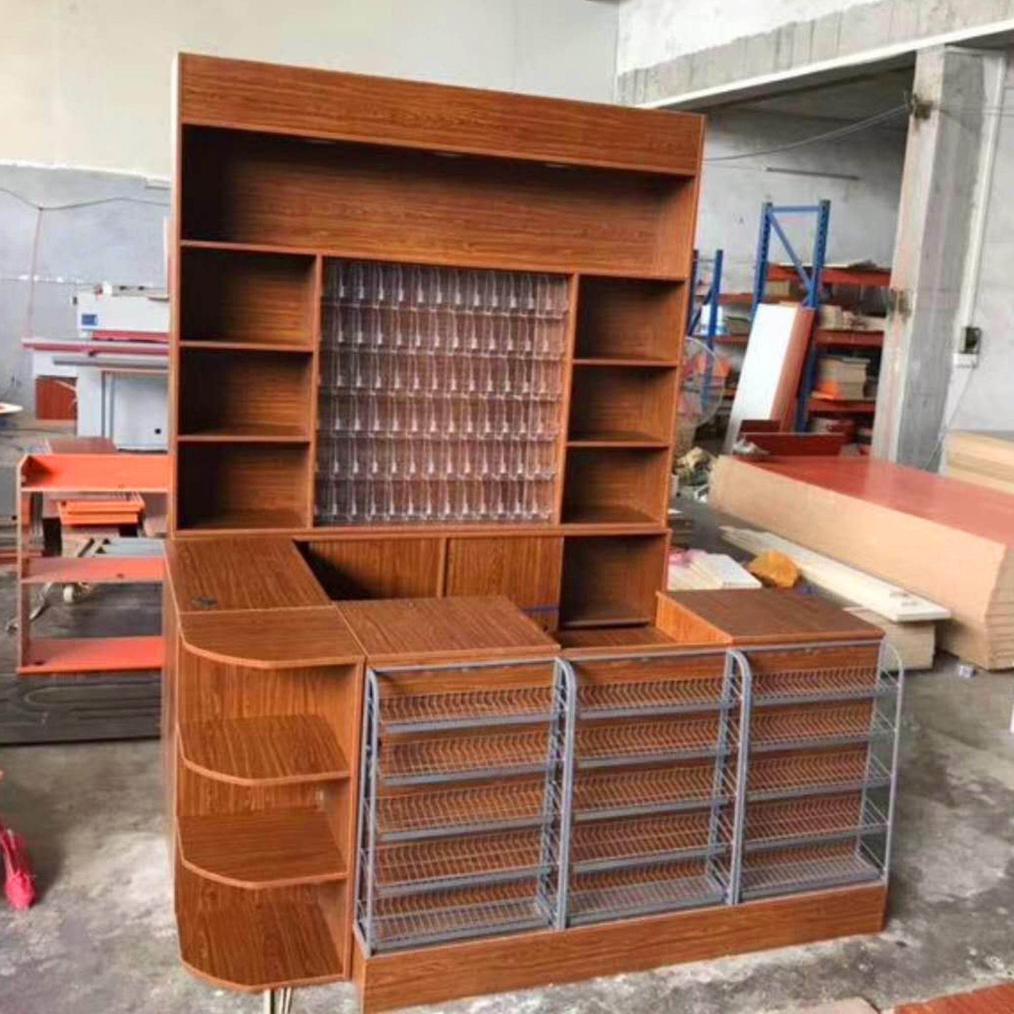 Wooden convenience store checkout counter for sale (Wholesale only&Order cash counter only, MOQ is 3 sets)