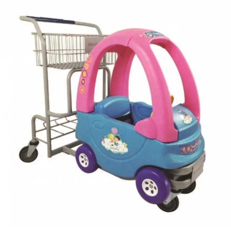 metal shopping trolley with baby seat