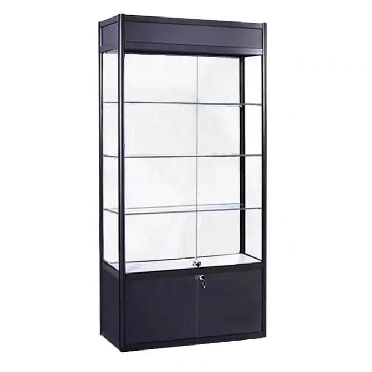 Custom  Display Cabinet Glass Wall Cabinet With Led Lighting Display Rack High Quality Locking