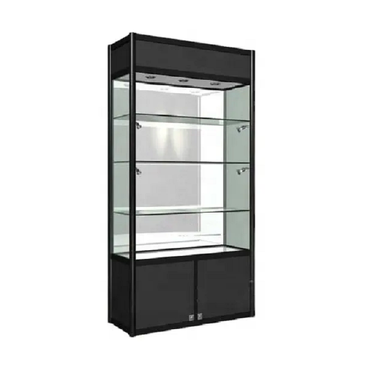 Custom  Display Cabinet Glass Wall Cabinet With Led Lighting Display Rack High Quality Locking