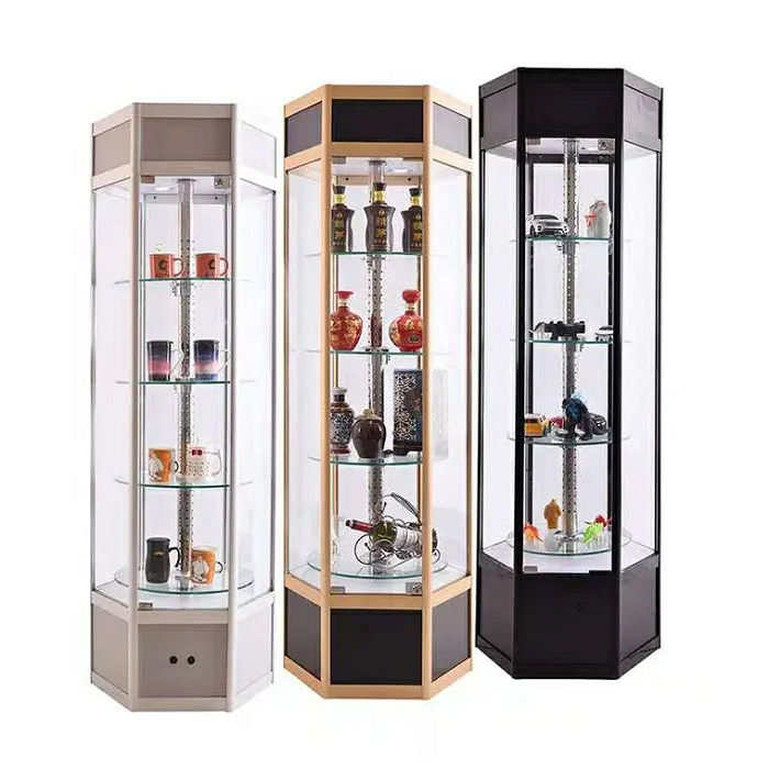 Rotating Glass Display showcase glass display cabinet model display case