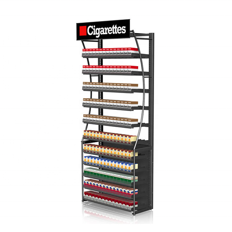 Convenience store checkout stand tobacco pusher shelf cabinet