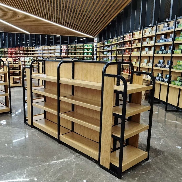 Liquor Store fashionable  wooden grocery Supermarket Store Shelves  household shop display racks