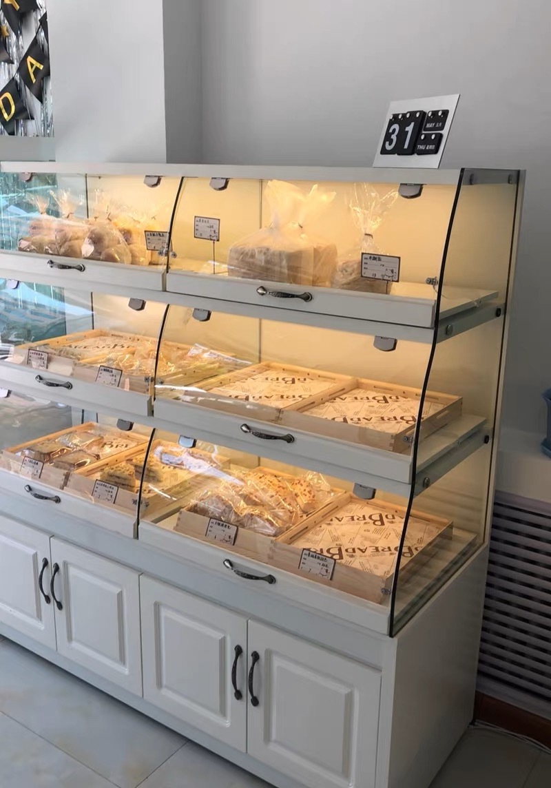 Customized Bread Cabinet Cake Bread Stand Bread Store Bakery Rack Bakery Display Cake Display Case